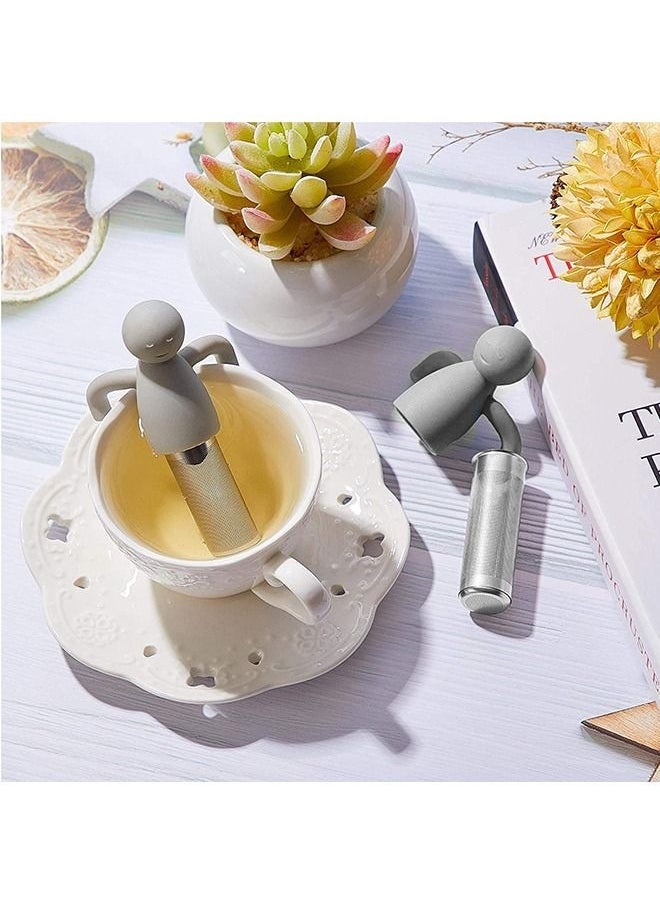 Generic - Stainless Steel Fine Mesh Cartoon Tea Infuser for Loose Tea, Anti Scalding Silicone Handle Tea Strainer, Herbal Tea and Spices Fast Steeper Filter(Gray) - Image 1
