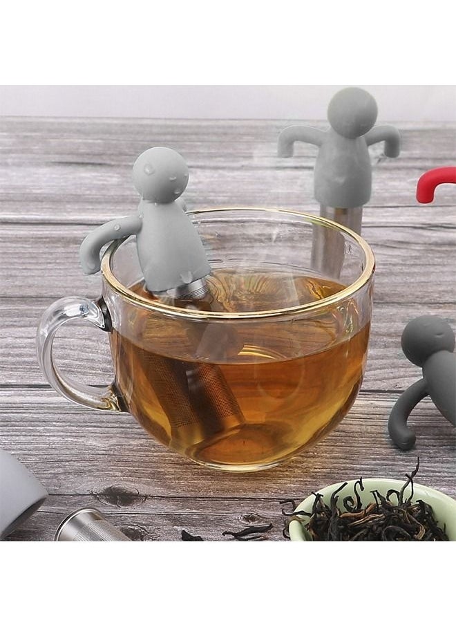 Generic - Stainless Steel Fine Mesh Cartoon Tea Infuser for Loose Tea, Anti Scalding Silicone Handle Tea Strainer, Herbal Tea and Spices Fast Steeper Filter(Gray) - Image 1
