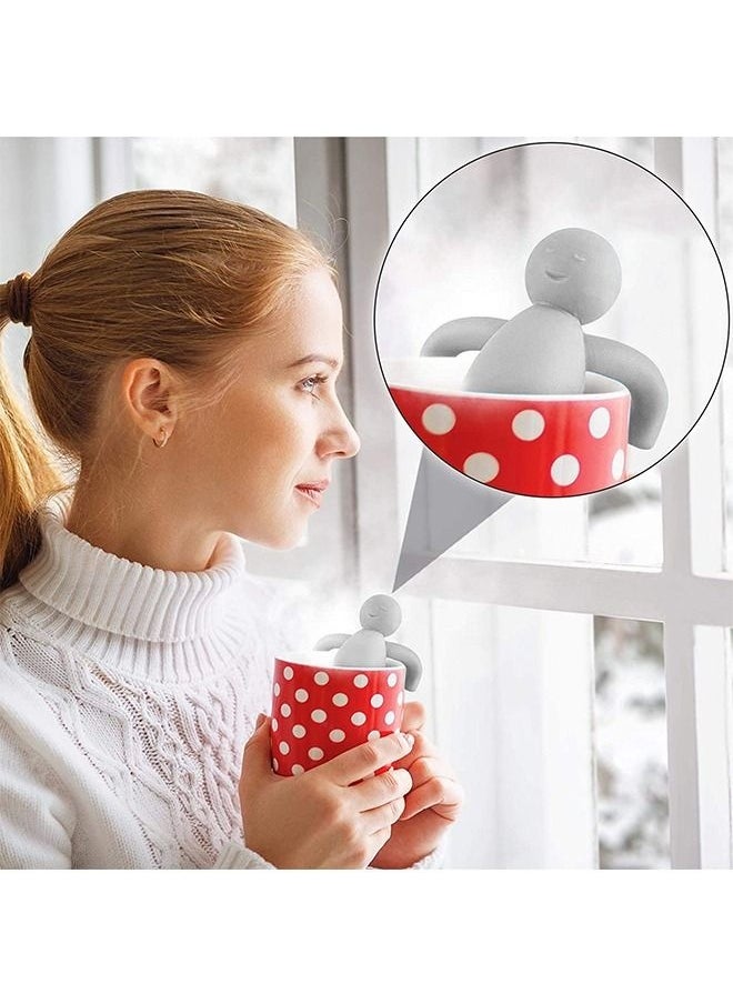 Generic - Stainless Steel Fine Mesh Cartoon Tea Infuser for Loose Tea, Anti Scalding Silicone Handle Tea Strainer, Herbal Tea and Spices Fast Steeper Filter(Gray) - Image 1