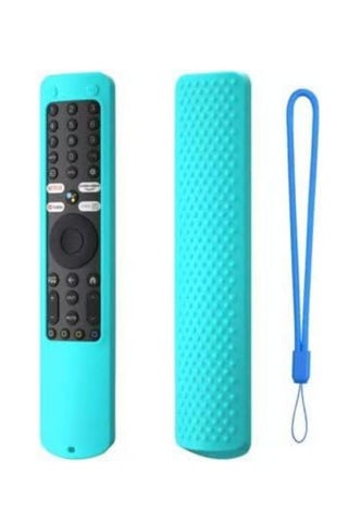 CASE Silicone Protective Remote Cover for Xiaomi XMRM-ML TV Remote Control, Anti-Slip Design, with Strap, Compatible with TV A32"/A43"/A55"/A PRO 65"Series/Q2 Models (2022-2025) (Neon Blue)