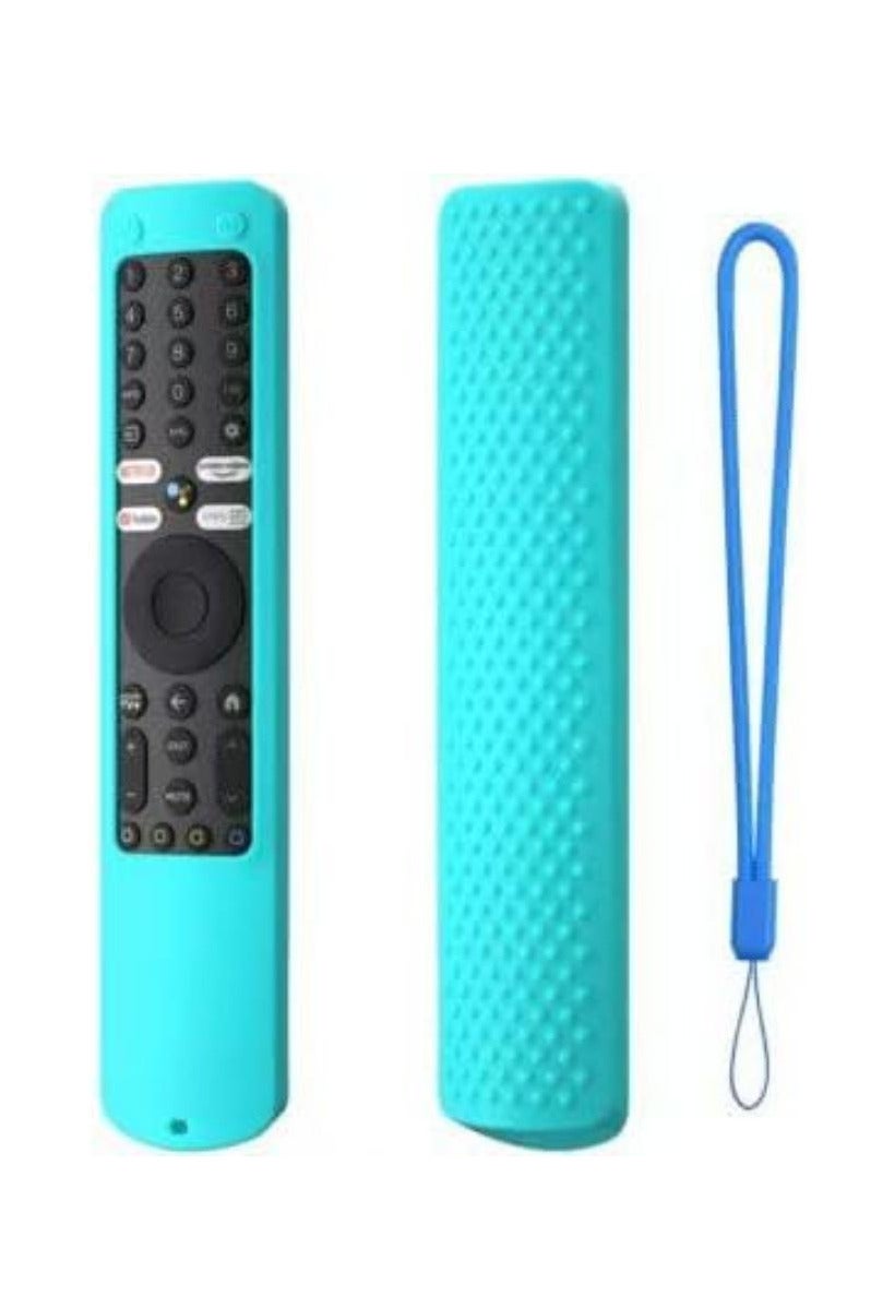 CASE Silicone Protective Remote Cover for Xiaomi XMRM-ML TV Remote Control, Anti-Slip Design, with Strap, Compatible with TV A32"/A43"/A55"/A PRO 65"Series/Q2 Models (2022-2025) (Neon Blue) - Image 1