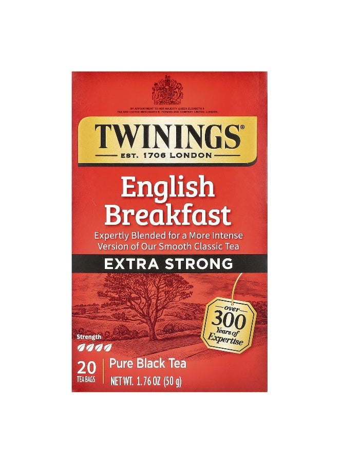 Twining's Twinings, Pure Black Tea, English Breakfast, Extra Strong, 20 Tea Bags, 1.76 oz (50 g) (Packaging may vary) - Image 1