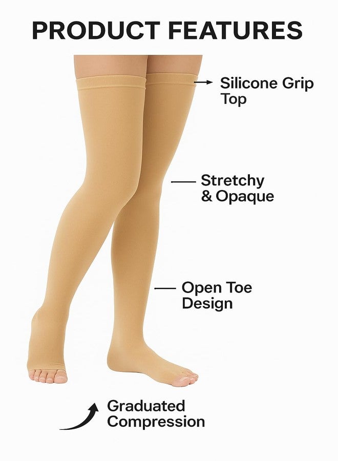Dr Helix Varico Vein (S) Compression Stocking Thigh High, Open Toe Support Sock - (Pack of 1) - Image 2