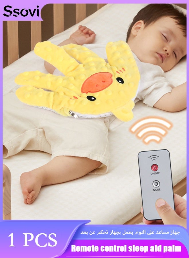 Ssovi Electric Baby Sleep Soother Pillow, Anti-Startle Automatic Patting Plush Palm with Remote Control & 3 Speeds, Breathable Newborn Colic Relief (Yellow Duck) - Image 1