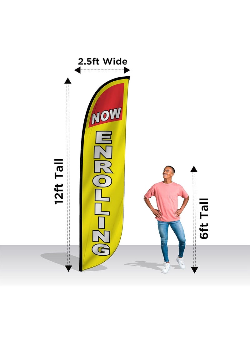 LookOurWay LookOurWay Feather Flag Banner  12 Feet Tall Advertising Flags for Outdoor Business and Events Promotion  Swooper Flag Only  Enrollment Flags  Now Enrolling 10M1200325  - Image 3