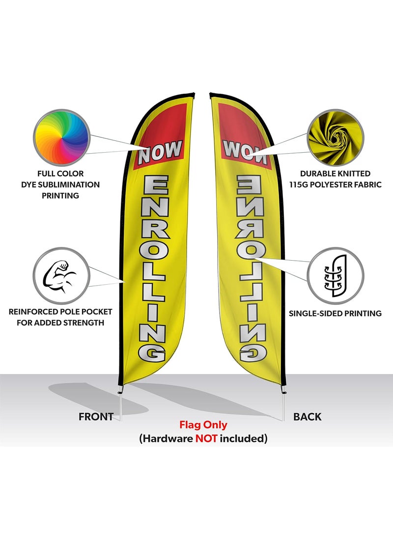 LookOurWay LookOurWay Feather Flag Banner  12 Feet Tall Advertising Flags for Outdoor Business and Events Promotion  Swooper Flag Only  Enrollment Flags  Now Enrolling 10M1200325  - Image 2