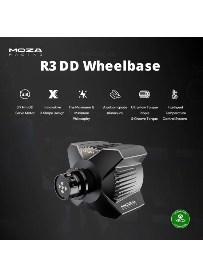 Moza حزمة عجلة القيادة والدواسات R3 للسباقات لجهاز Xbox والكمبيوتر الشخصي - عجلة قيادة مباشرة بحجم 11 بوصة مع محرك سيرفو بقوة 3.9Nm، ألمنيوم من الدرجة الجوية، مقبض PU، دواسات ومشبك مكتب، مجموعة سباقات محاكاة مرخصة رسمياً - Image 3