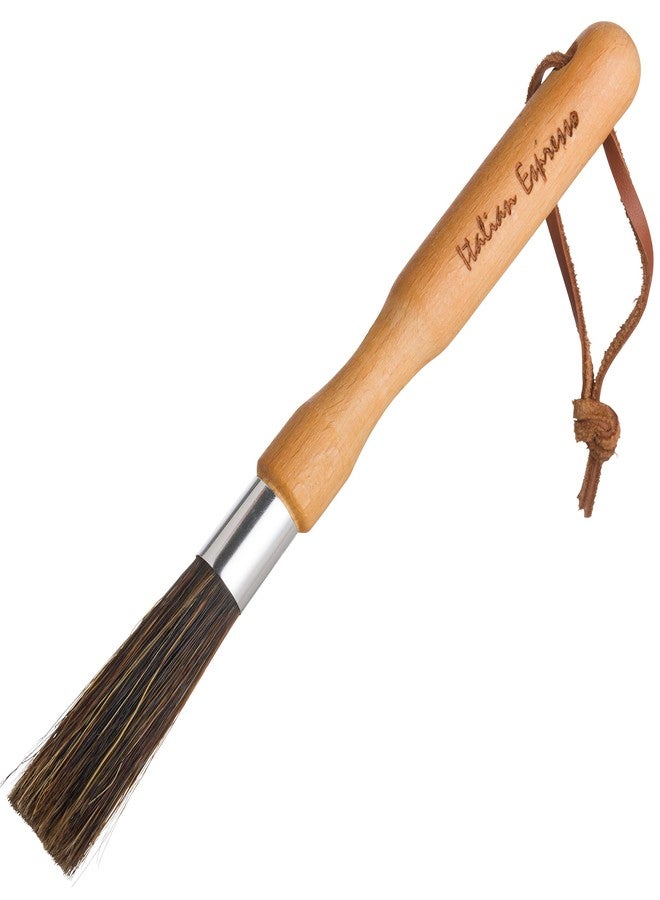 Redecker Natural Pig Bristle Espresso Maker Brush with Oiled Beechwood Handle, Narrow Brush Head Reaches Tight Spaces, Hanging Loop for Storage, 8 inches, Made in Germany - Image 1