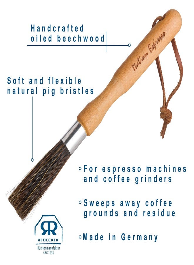 Redecker Natural Pig Bristle Espresso Maker Brush with Oiled Beechwood Handle, Narrow Brush Head Reaches Tight Spaces, Hanging Loop for Storage, 8 inches, Made in Germany - Image 5
