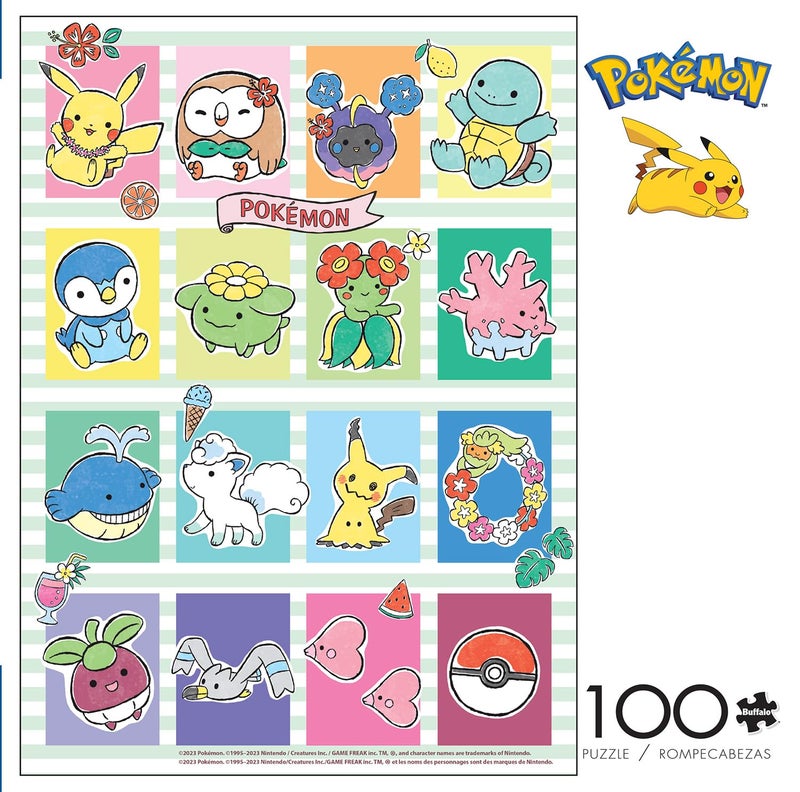 بافلو جايمز Buffalo Games - Pok؟ Mon - Pokemon Cuties - 100 قطعة بانورامزو للأسر اللغز تحديًا مثاليًا لليالي اللعبة - Image 1