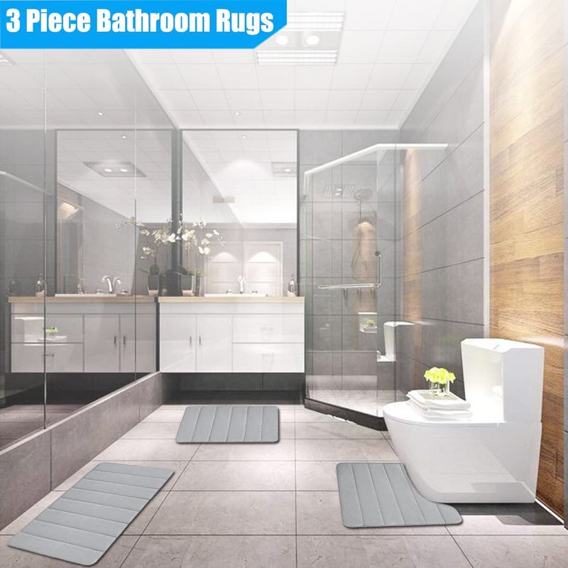 Buganda Luxury Spa Comfort Bath Mat, Non-Slip Bathroom Rug Set, | Washable & Quick Dry, Ultra Soft & Water Absorbent (Grey) - Image 2