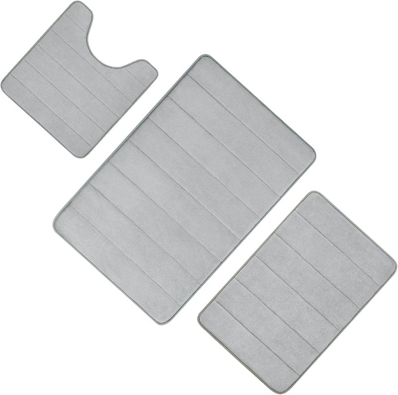 Buganda Luxury Spa Comfort Bath Mat, Non-Slip Bathroom Rug Set, | Washable & Quick Dry, Ultra Soft & Water Absorbent (Grey) - Image 1