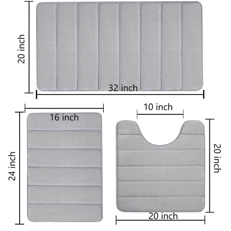 Buganda Luxury Spa Comfort Bath Mat, Non-Slip Bathroom Rug Set, | Washable & Quick Dry, Ultra Soft & Water Absorbent (Grey) - Image 3