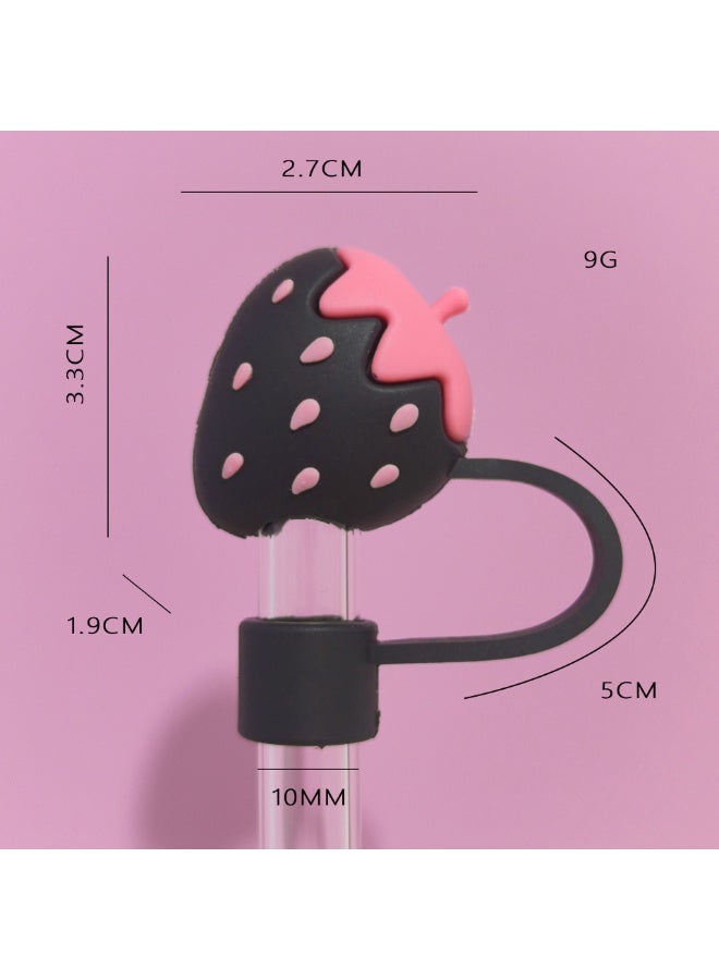 لوكسا 8 قطع أغطية قش لكوب ستانلي، غطاء سيليكون للقش متوافق مع قدح 30 و40 أوقية بمقبض، رؤوس قش قابلة لإعادة الاستخدام مقاومة للغبار بقطر 10 مم (0.4 بوصة) (أسود) - Image 2