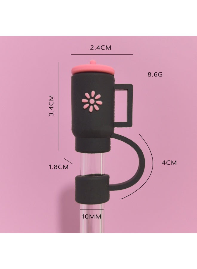 لوكسا 8 قطع أغطية قش لكوب ستانلي، غطاء سيليكون للقش متوافق مع قدح 30 و40 أوقية بمقبض، رؤوس قش قابلة لإعادة الاستخدام مقاومة للغبار بقطر 10 مم (0.4 بوصة) (أسود) - Image 4