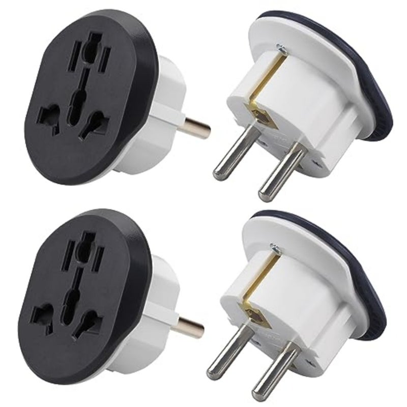 [4-Piece]Plug Converter, UAE, USA, EU, UK, AU, CN to KSA/EU/Germany Socket, Travel Adapter, Universal Socket Travel Adaptor for Business Trip Holiday Hotel Airport for Cell Phone, Laptop - Image 1