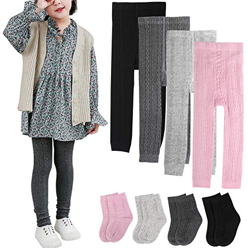 BOOPH Girls Leggings Pants Sock Set Toddler Footless Tights 5-6 Years Multi1 - Image 1