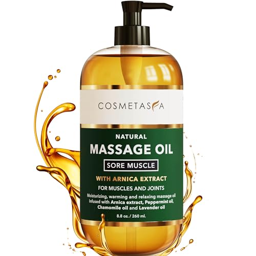 Cosmetasa Sore Muscle Massage Oil 88 oz Soothes Muscle and Joint with Arnica Extract Peppermint Chamomile and Lavender Oil 88 oz Sore Muscle