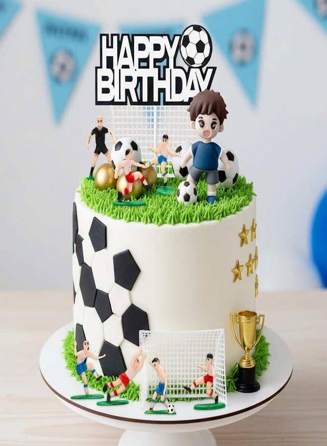 Knana 25Pcs Soccer Cake Topper Soccer Ball Player Cake Decorations for Sport Themed Party Supplies - Image 3