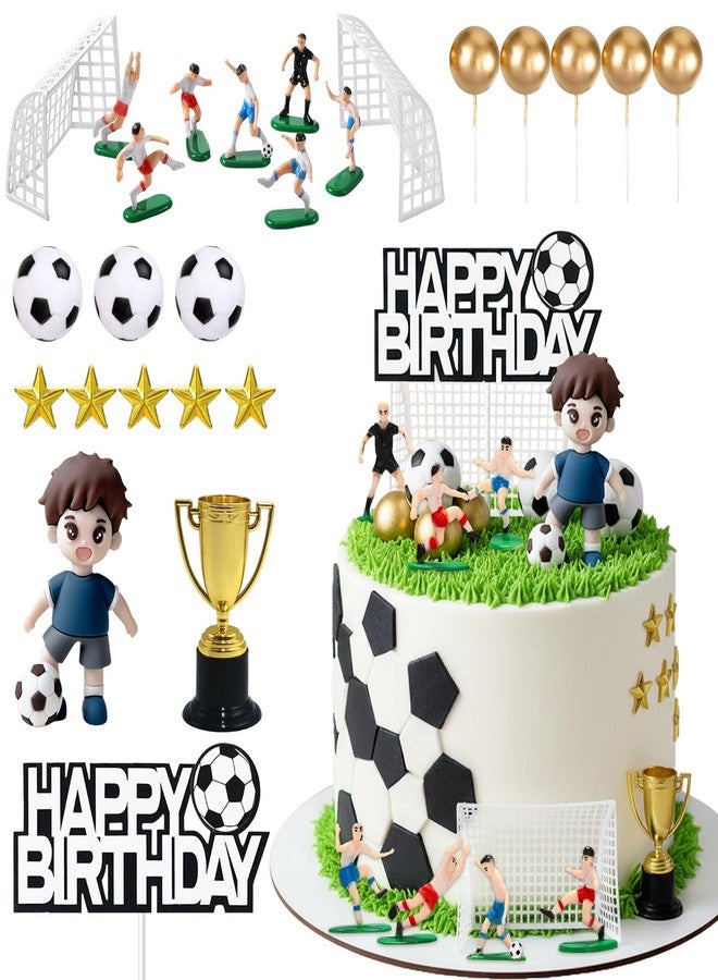 Knana 25Pcs Soccer Cake Topper Soccer Ball Player Cake Decorations for Sport Themed Party Supplies - Image 1