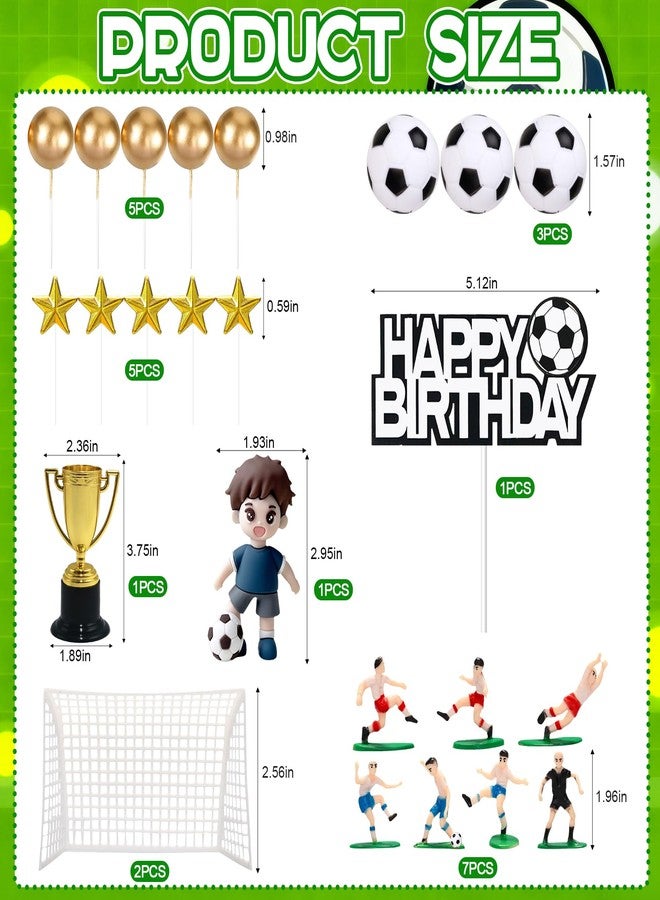 Knana 25Pcs Soccer Cake Topper Soccer Ball Player Cake Decorations for Sport Themed Party Supplies - Image 2