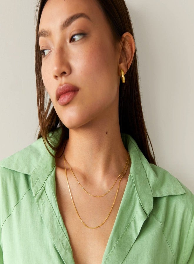 PAVOI Italian Solid 925 Sterling Silver, 22K Gold Plated Chain Necklaces | Snake, Square Box, Cable, Super Flex Curb, Miami Cuban and Rope Diamond-Cut Herringbone Necklace for Women and Men | MADE IN - Image 5