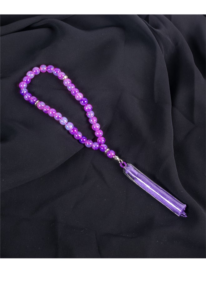 ذا بلاك بيرل اكسسوريز سبحة من حجر المرمر  البنفسجي  من 33 حبة - Image 1