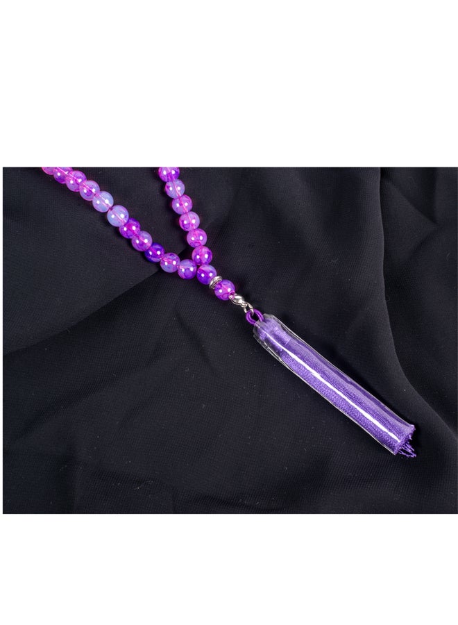 ذا بلاك بيرل اكسسوريز سبحة من حجر المرمر  البنفسجي  من 33 حبة - Image 2