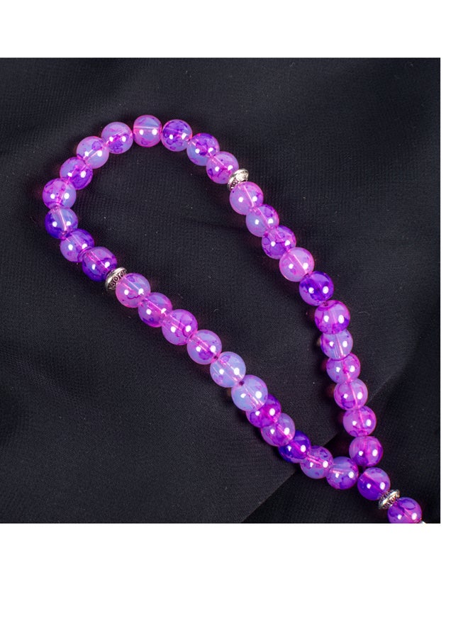 ذا بلاك بيرل اكسسوريز سبحة من حجر المرمر  البنفسجي  من 33 حبة - Image 4