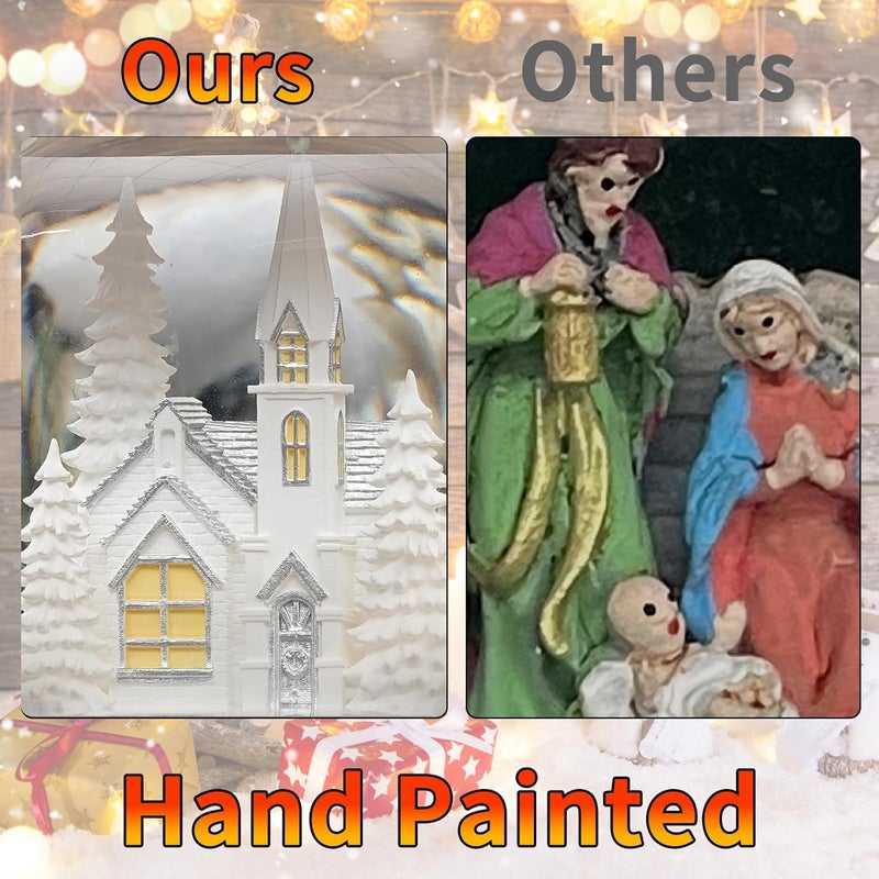 PestiLite Christmas Church Snow Globe, Musical Snow Globe Lantern with Swirling Glitter, White Christmas Tree Churches, USB & Battery Operated Light-Up Christmas Decorations Indoor for Home - Image 5