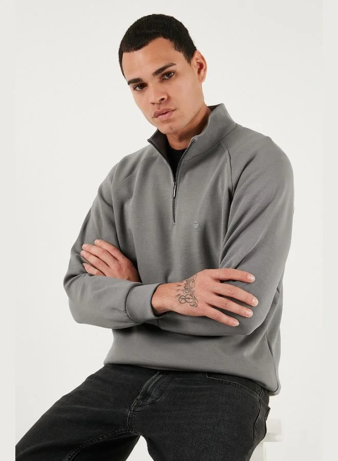 Buratti Buratti Cotton Relaxed Fit Half Zipper Stand Collar Sweat Men's SWEAT 5901232