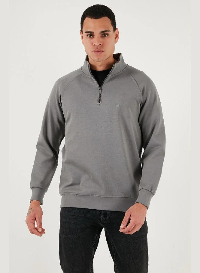 Buratti Buratti Cotton Relaxed Fit Half Zipper Stand Collar Sweat Men's SWEAT 5901232