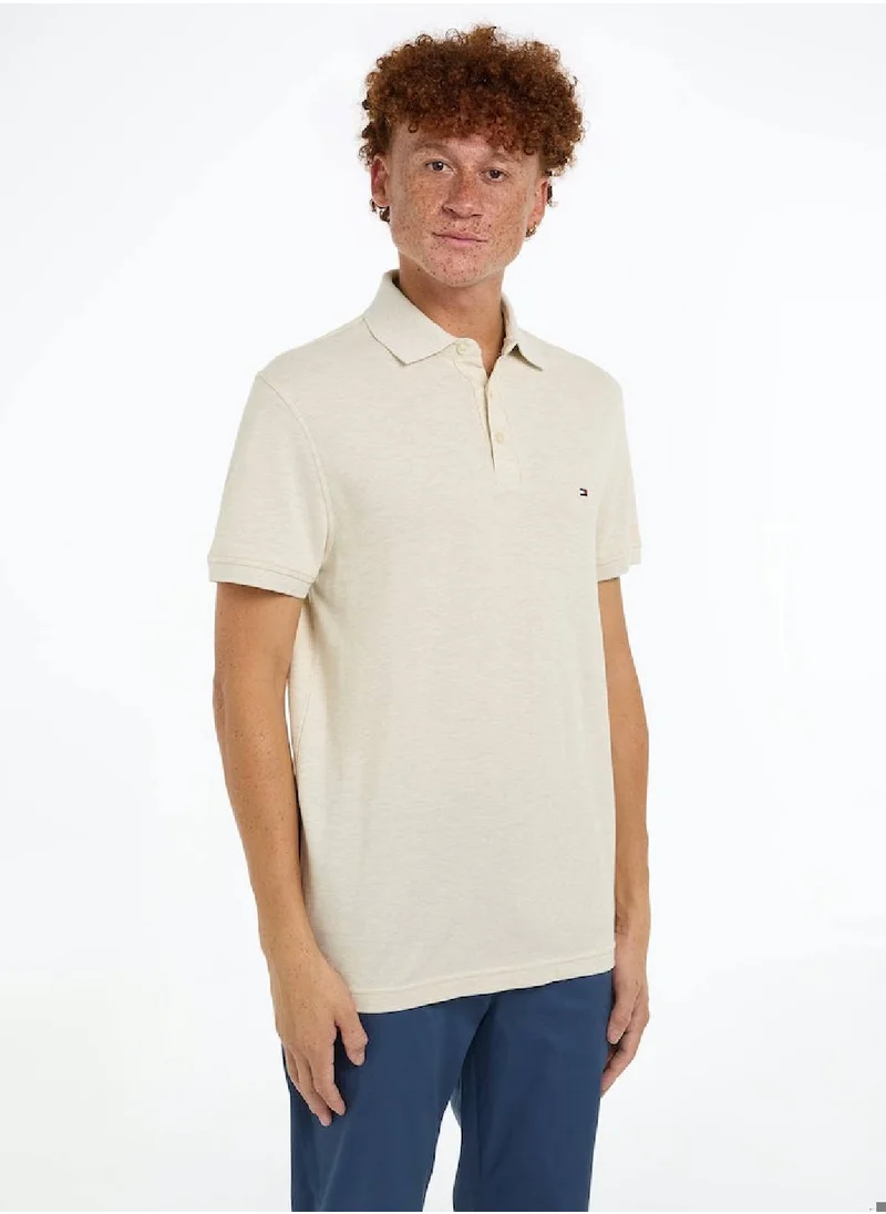 TOMMY HILFIGER Men's 1985 Collection Slim Fit Polo - Stretch organic cotton pique, Beige