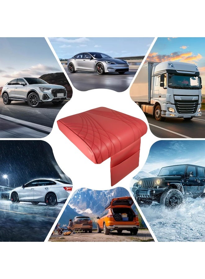 3XR Universal Car Armrest Cover Cushion, High Resilience Memory Foam Center Console Pad Protector, Waterproof PU Leather, Anti-Wear Elbow Support, Non-Slip Interior Accessories for SUV, Sedan, Truck, Jeep (Maroon, 5412) - Image 5