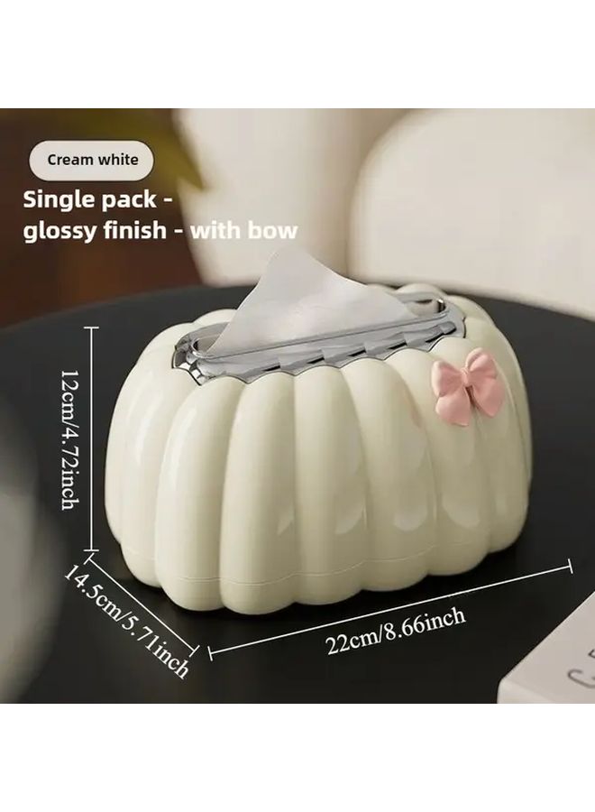 Pink Pumpkin Shaped Tissue Box With Lid Bathroom Living Room Office Storage - Image 3