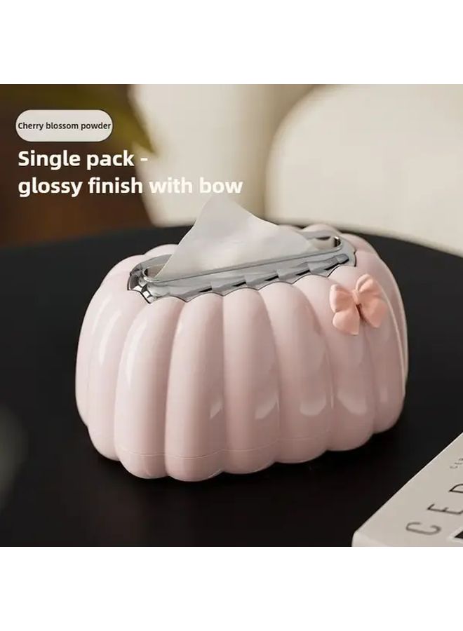 Pink Pumpkin Shaped Tissue Box With Lid Bathroom Living Room Office Storage - Image 4