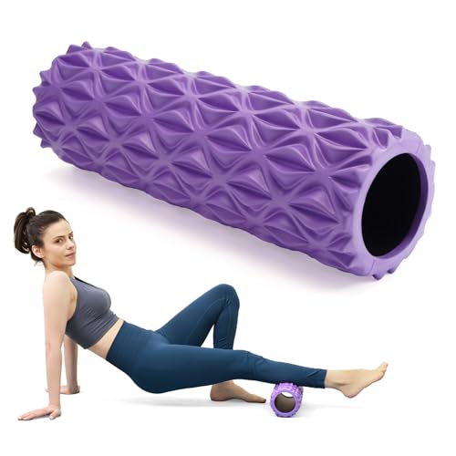 Zmarthumb Foam Roller 15 inch Deep Tissue Massager for Muscle Massage Myofascial Trigger Point Release Exercise Yoga Pilates StretchingPurple - Image 1