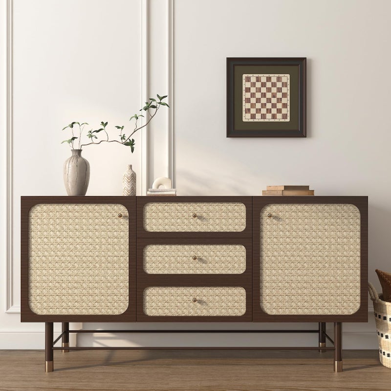 FunStick Tan Brown Rattan Wallpaper Peel and Stick Cane Webbing Wicker Weave Beige Rattan Contact Paper for Furniture Cabinets Waterproof Boho Faux Textured Wall Paper Self Adhesive Burlap Fabric Roll - Image 2