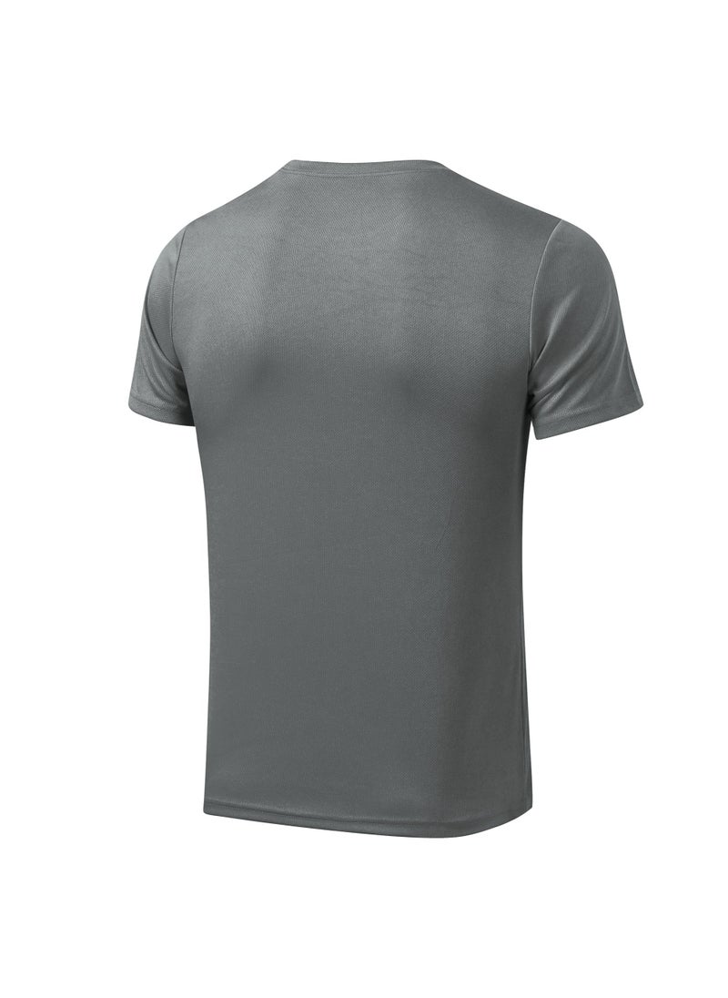 Loquat Men Quick Dry Breathable Elastic T-Shirt Grey  - Image 2