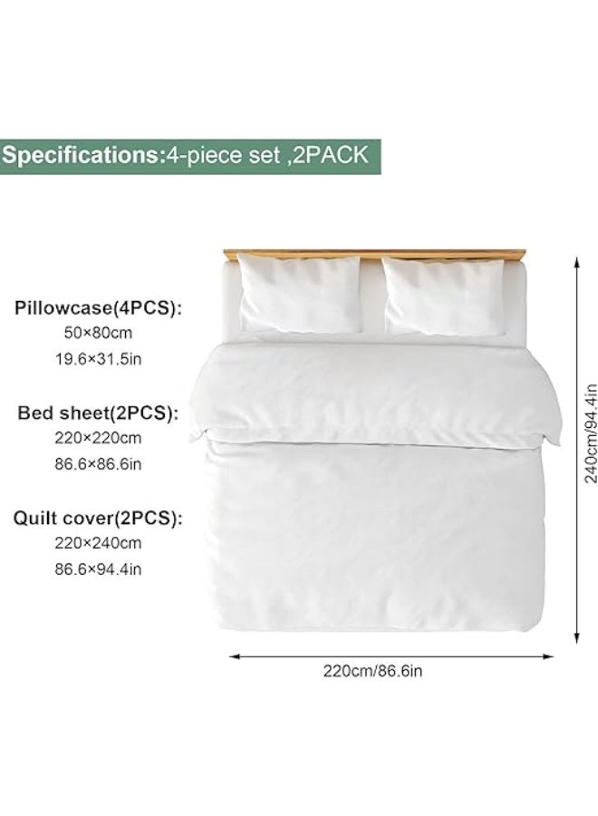 RION 8 PCS Disposable Bed Sheets Set: Queen Size with 2 Bed Sheets, 2 Quilt Covers, and 4 Pillowcases - Perfect for Business Trips, Spa & Hotel Stays - Image 2