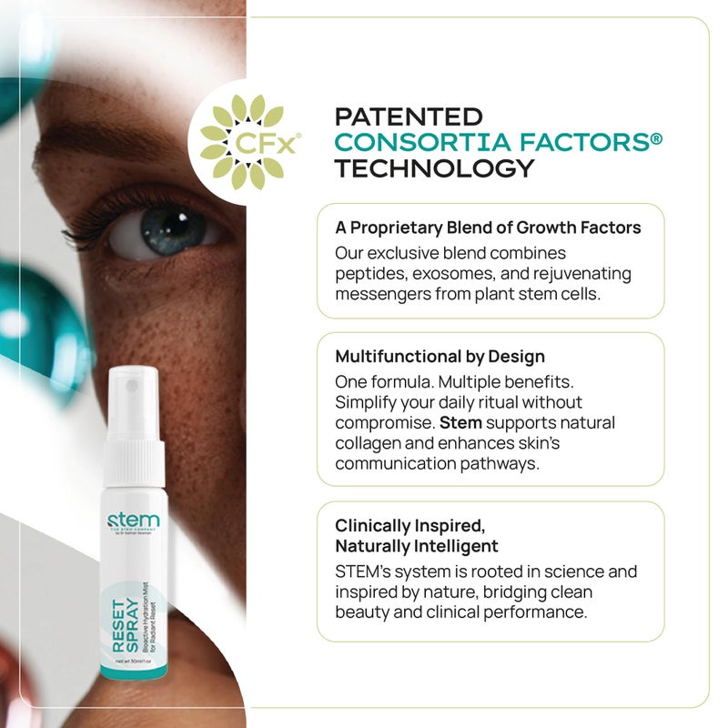 STEM Natural Intelligence ReSet Moisturizing Facial Spray, Setting Spray for Makeup, Makeup Setting Spray for Luxury Skin Care, Face Moisturizer for Women, Finishing Spray for Makeup, 1 oz - Image 4