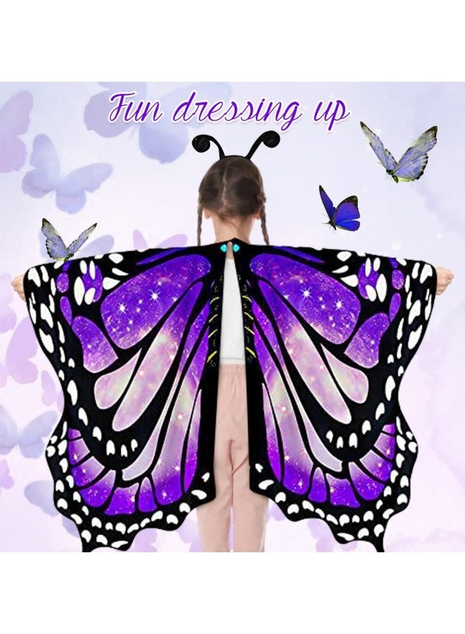 CCOVERY Butterfly Wings for Girls, Double Sided Printing Butterfly Wings with Antenna Headband and Mask, Fairy Ladies Cape Nymph Pixie Cloak - Image 5