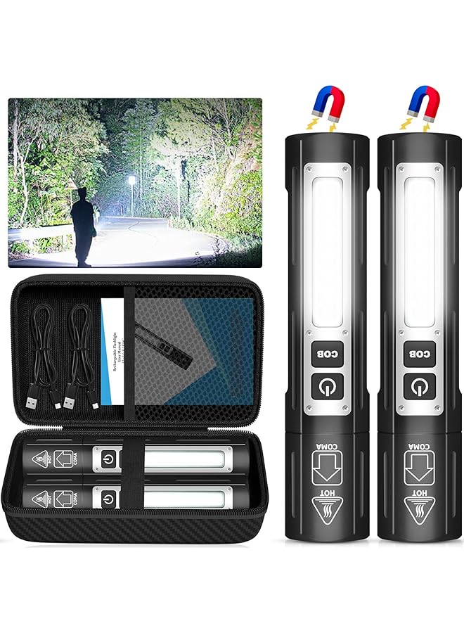 PROMASS Rechargeable Flashlights High Lumens - 20,000LM Super Bright Small Pocket Magnetic Flashlight, 8 Modes LED Tactical Flash Light, Dual Button Powerful Flashlight for Camping (2, Pure Black) - Image 1