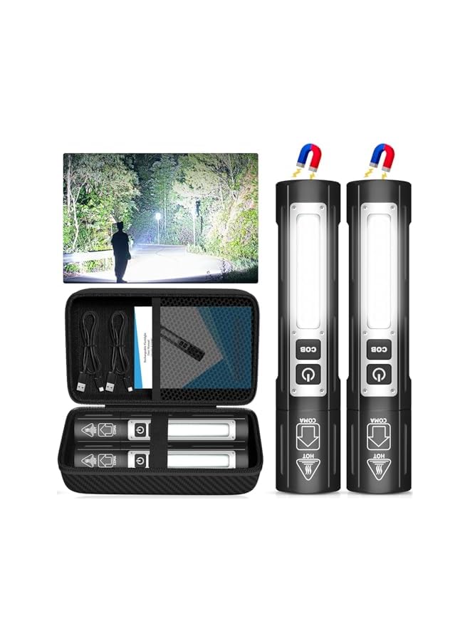 PROMASS Rechargeable Flashlights High Lumens - 20,000LM Super Bright Small Pocket Magnetic Flashlight, 8 Modes LED Tactical Flash Light, Dual Button Powerful Flashlight for Camping (2, Pure Black) - Image 2