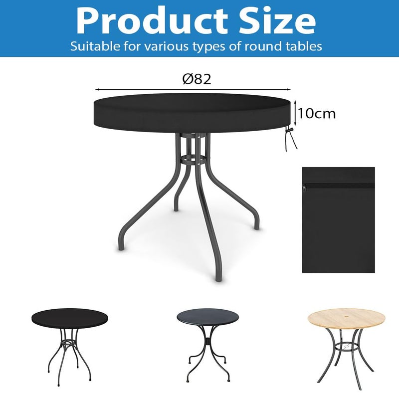 OFFCUP Protective Cover for Garden Table, 106 x 10 cm 420D Oxford Fabric, Waterproof & Anti-UV, Outdoor Tarpaulin with Clamping Rope, Windproof for Garden Lounge, Patio (Black) - Image 3