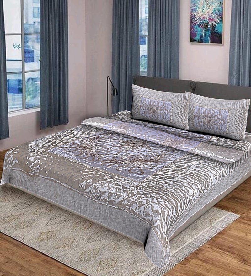 TRUE VALUA 310 TC Satin AC Comforter Set Deluxe VIP Double Bed Bedsheet with 2 Pillow Cover's,4 Pieces Bedding Set in a Bag (Double, Cream) - Image 2