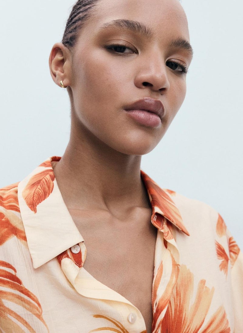 MANGO Palm-Tree Shirt With Three-Quarter Sleeves  - Image 3