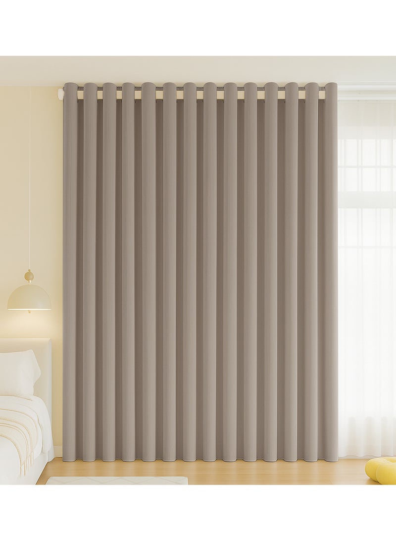 Double-Sided Chenille Blackout Curtain – Grommet Top, 95% Light Blocking, Single Panel, Fits Windows 125–165 cm Wide (Warm Beige W250 × H310 cm) - Image 1