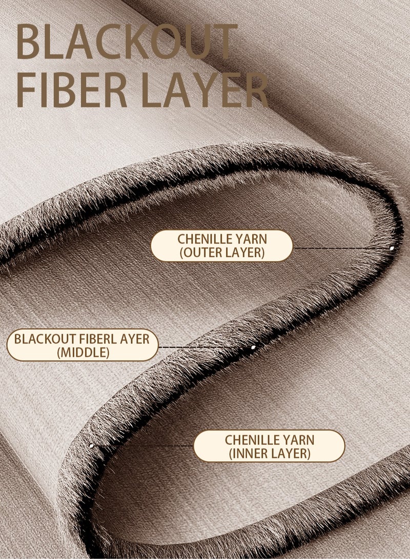 Double-Sided Chenille Blackout Curtain – Grommet Top, 95% Light Blocking, Single Panel, Fits Windows 125–165 cm Wide (Warm Beige W250 × H310 cm) - Image 5