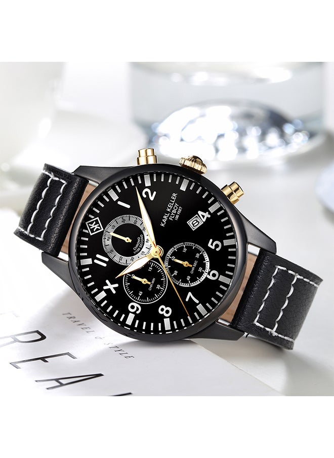 KARL KELLER - Men's Chronograph Round Shape Leather Wrist Watch KKAV8206 - 43 Mm - Image 1